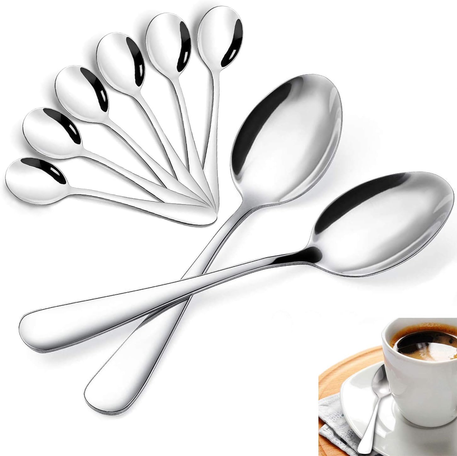 WMF Palma Kaffeelöffel, Teelöffel 13,4 cm, Cromargan Edelstahl poliert