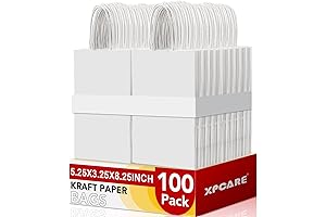 XPCARE Bulk White Paper Bags with Handles - 50 Pcs - 5.25...