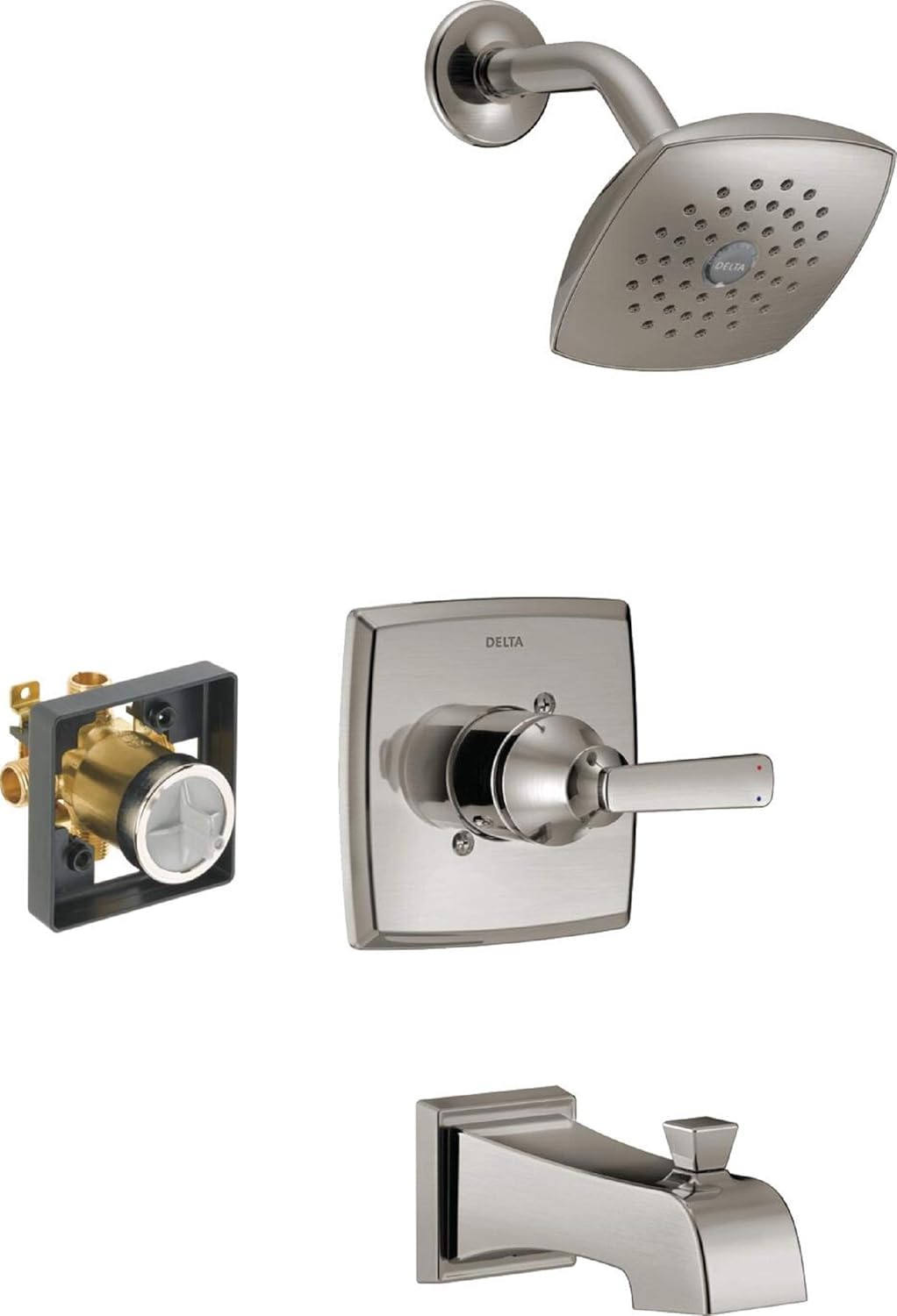 Ashlyn 14 Series Single-Handle Tub and Shower Trim Kit, Shower Faucet with Single-Spray Touch-Clean Shower Head, Stainless T14464-SS (Valve Included)