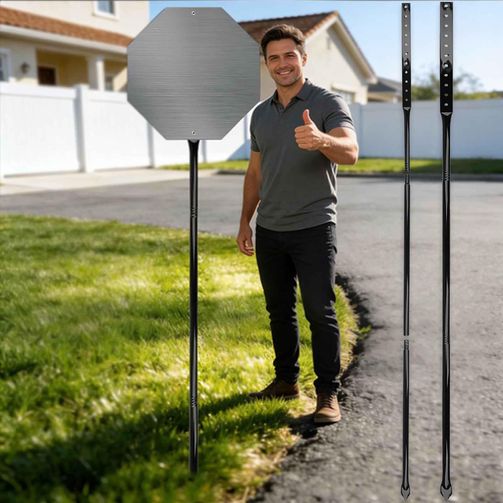Photo 1 of 2 Pack Heavy Duty Metal Yard Stakes - 52 Inch Rust Resistant Steel Sign Posts for Real Estate, Election, Event Signs (Includes Hardware)