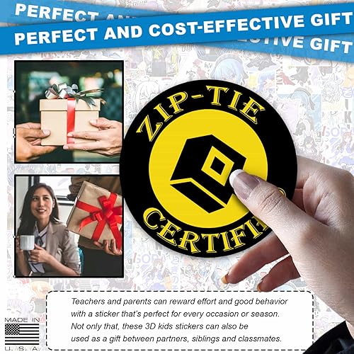 Miniatura 5 de Calcomanías certificadas con lazo de cremallera, diseño divertido para casco duro, electricista, calcomanías rojas, vinilo impermeable para botella