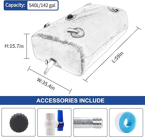Miniatura 24 de Tanque de vejiga de agua de 400 L/100 galones, contenedor de almacenamiento de agua portátil plegable, bolsa de agua de emergencia para RV, cama