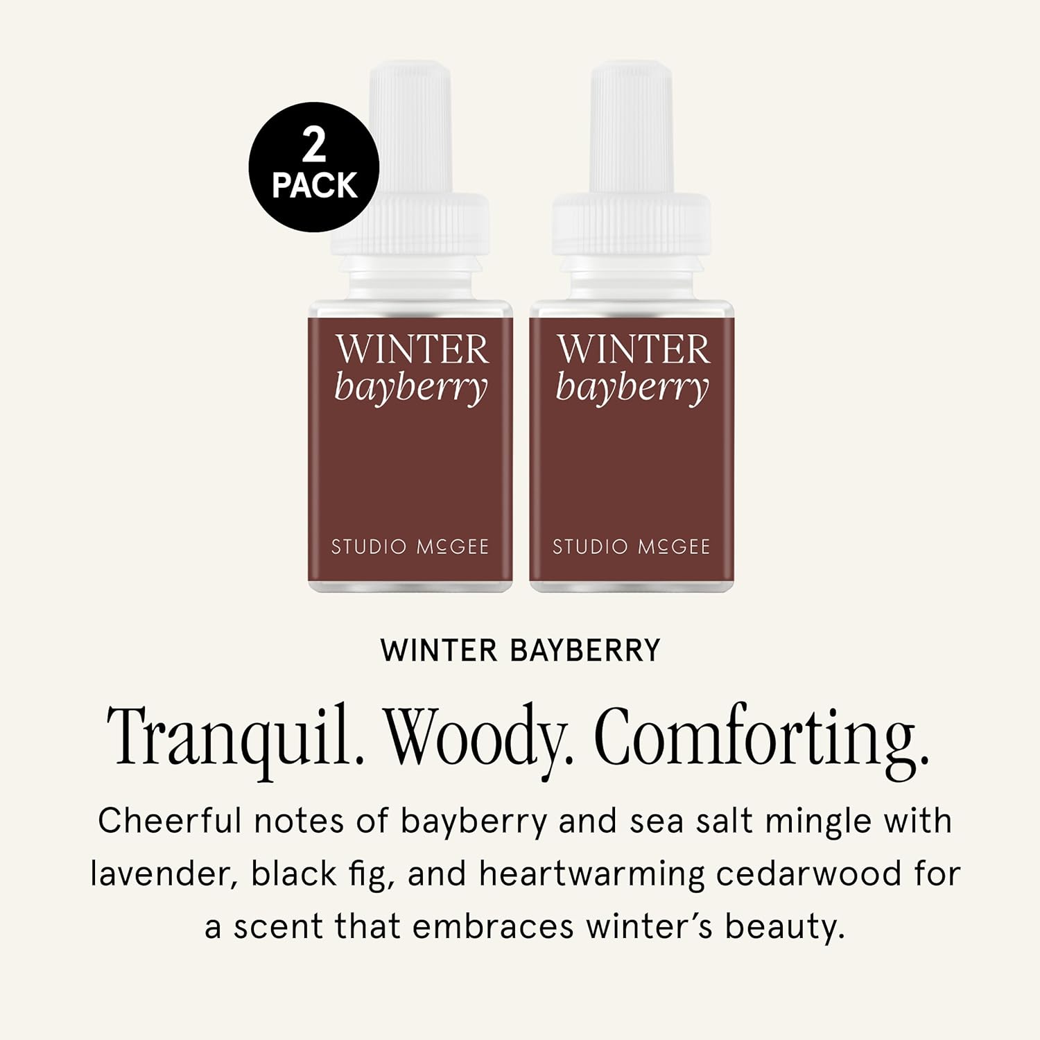 Pura x Studio McGee Home Scent Refill - Smart Air Diffuser - Up to 120-Hours of Luxury Fragrance per Refill - Home Essential - Clean & Safe Diffuser Fragrance - 2 Pack, Winter Bayberry