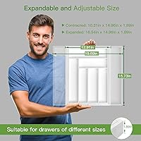 Vista 3 de Pipishell - Organizador de cajones extensible de bambú para utensilios de cocina, bandeja de cubiertos ajustable, organizador de divisores de madera