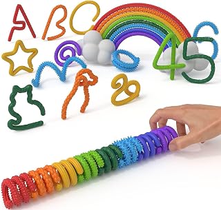 Fidget Toys Sensory Stick: Textured Calming Sensory Toys for Autism Kids, Teacher Classroom Must Haves, Anxiety Relief Fidgets for Classroom Student, Travel Activities Essential 8 Pack