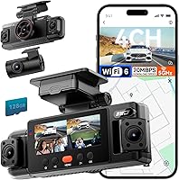 IIWEY N6 4-Channel 360° Dash Cam: FHD Front/Rear/Sides, WiFi 6 App (20MB/s), 128GB Card, GPS, Night Vision, Parking Mode