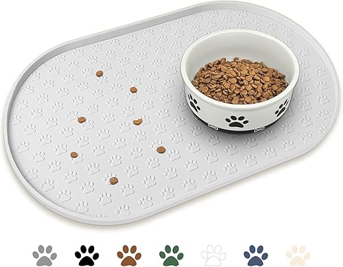 Miniatura 64 de KPWACD Tapete de alimentación de mascotas para perros y gatos, mantel individual de silicona para perros, antideslizante, impermeable, evita