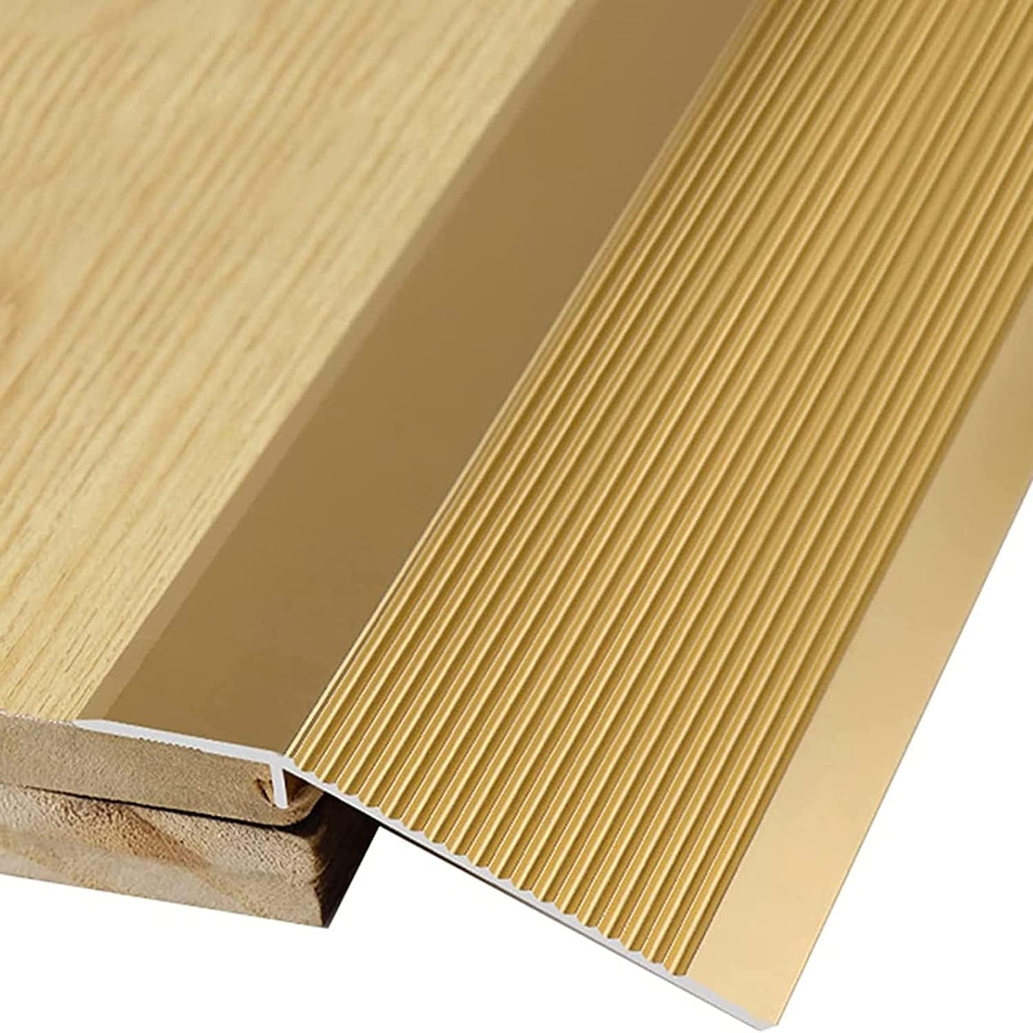 Doorway Uneven Floor Transition Strip, 4 Inch Wide Transition Strip 90 110 130 150 cm Long, Metal Thresholds Reducer/Non-Slip Edging Trim Strips, for Doorways Laundry Room Entry (Color : Gold, Size