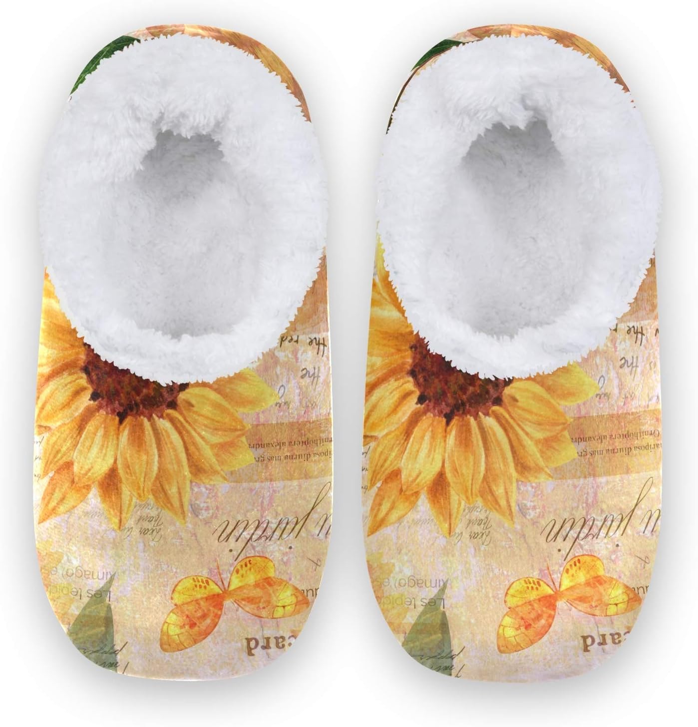ALAZA Yellow Sunflower Floral House Slippers Comfy Bedroom