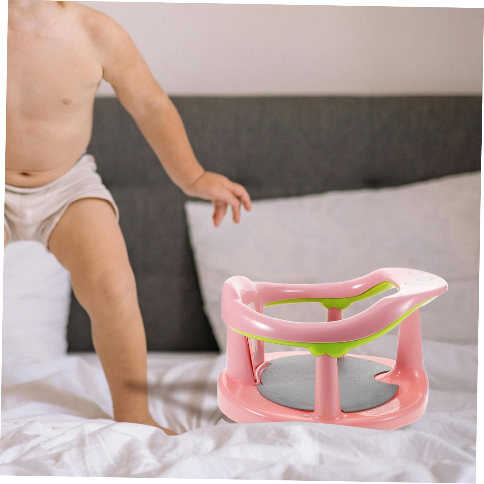 Hemobllo Asiento de Baño para Ñiño Recién Nacido Color Rosa Diseño Versátil y Fácil de Transportar, Material Pp y Tpr Antideslizante para Bañeras y Lavabo