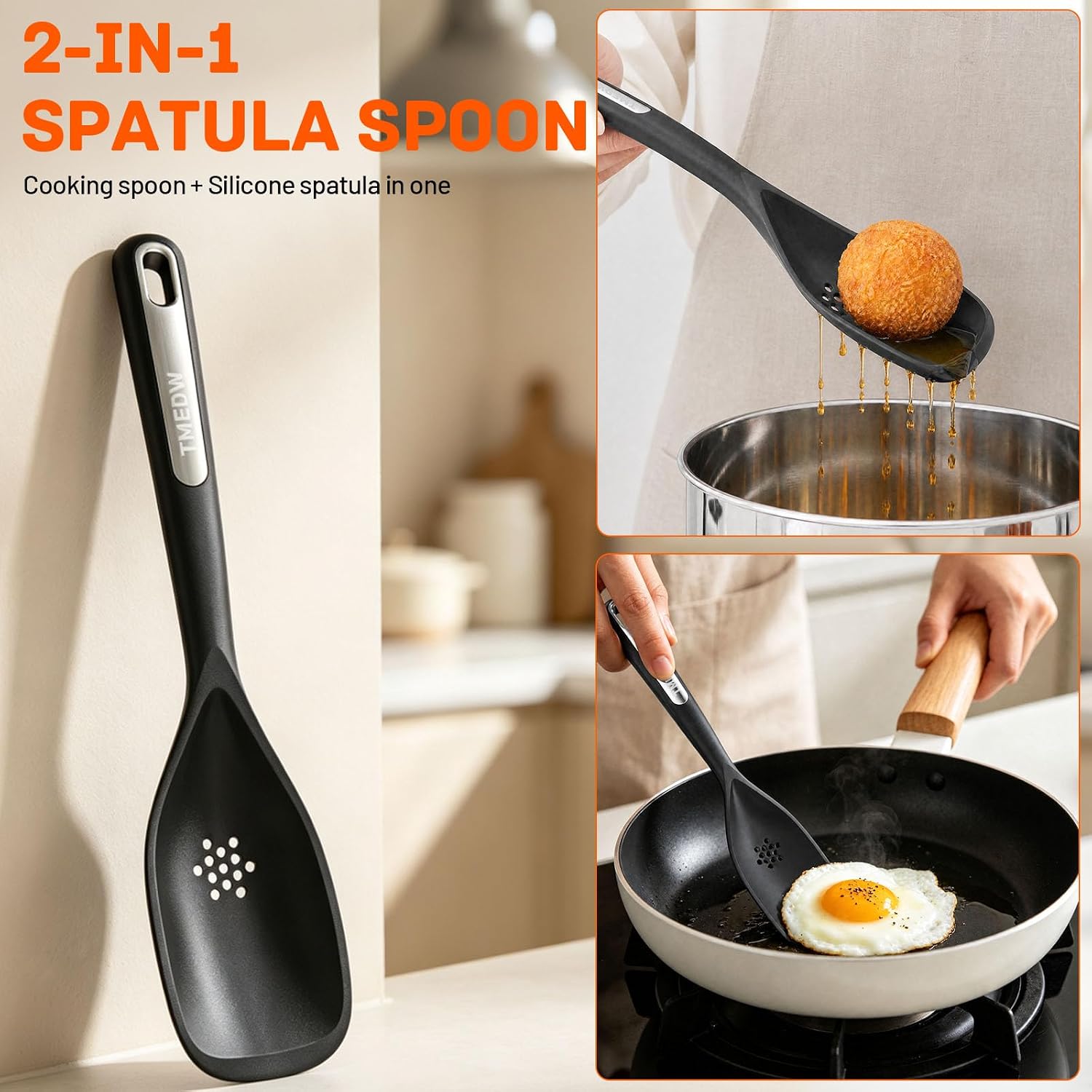 Cooking Spoons for Nonstick Cookwares Silicone Slotted Spoon
