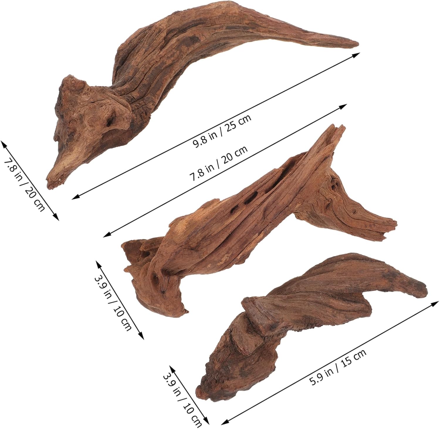 DECHOUS Realistic Aquarium Stump Ornament 3 Pack Plastic Home Accessories Lifelike Wooden Craft for Fish Tank Decor
