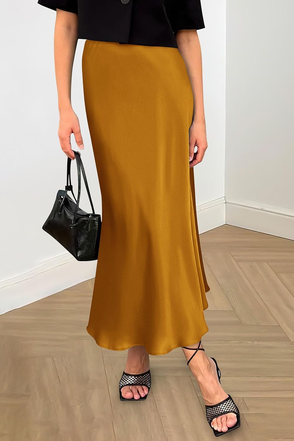 PRETTYGARDEN Women's Satin Skirts Dressy Casual 2026 Fall High Waisted Cocktail Wedding Flowy Elegant A Line Midi Skirt - Image 6