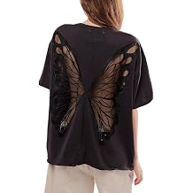 Oversized Graphic Tees for Women Y2k Butterfly Back Baggy Tshirts Top Vintage T Shirt Cute Teen Girl Clothes