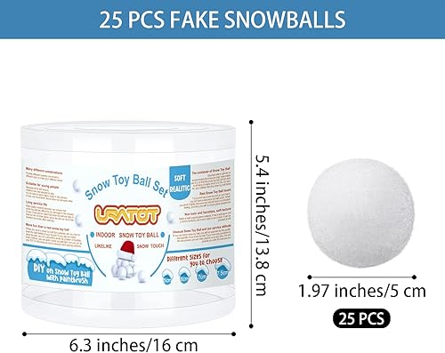 Miniatura 2 de URATOT - Paquete de 25 bolas de nieve falsas para interiores, suaves y realistas con cajas para juegos de invierno