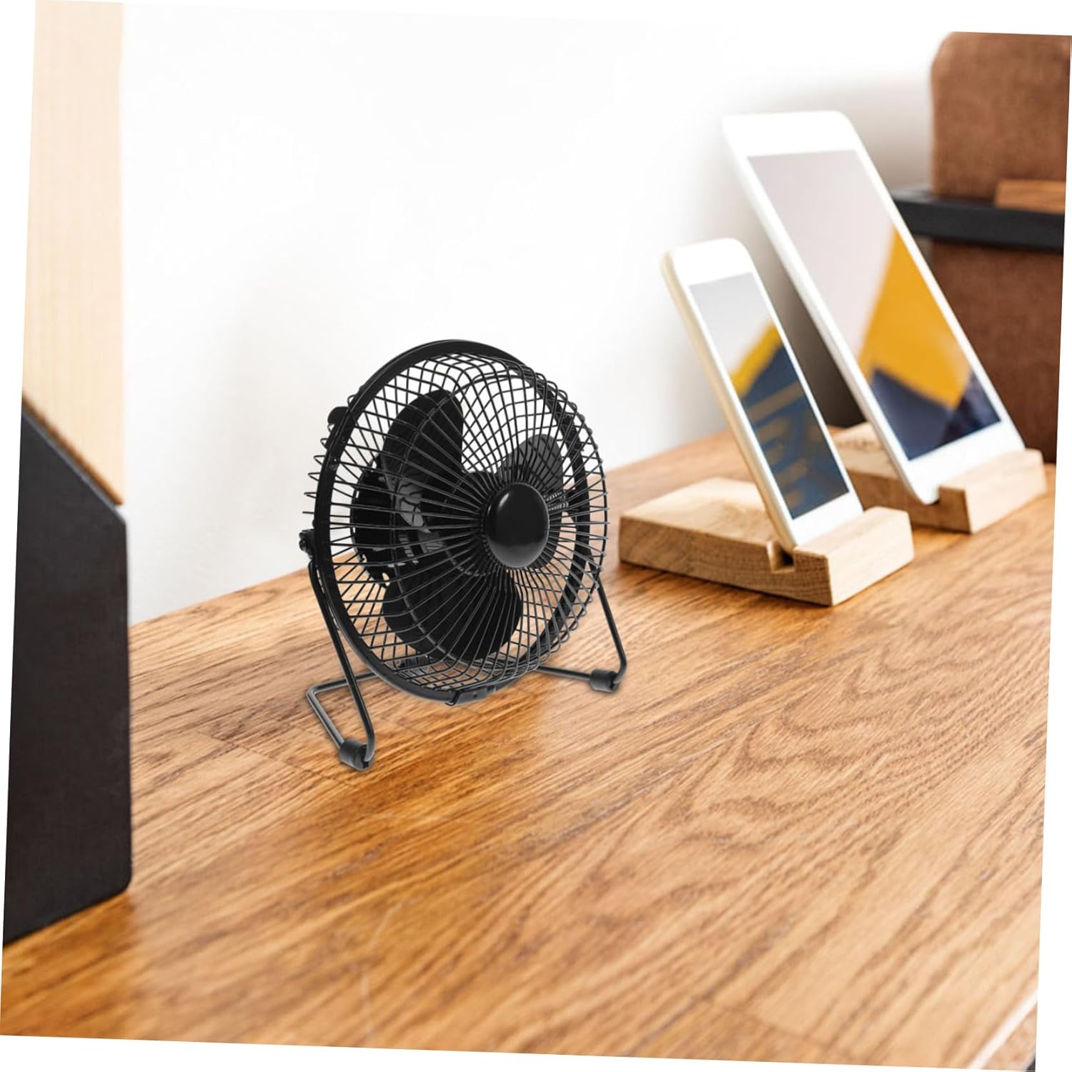 Mini Desktop USB Clock Fan with Temperature Display Portable Metal Cooling Fan for Use Convenient USB Plug for and