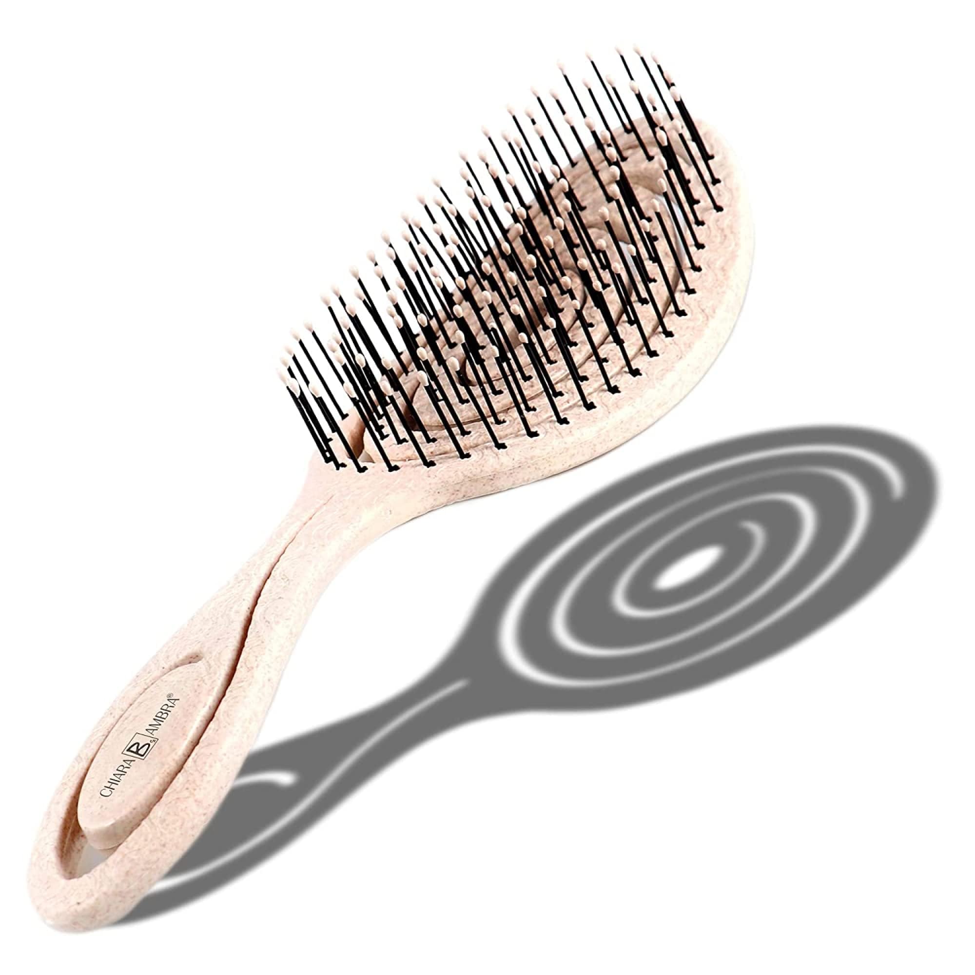 Chiara Ambra Hair Brush without Pulling, Brush for Men and Women, Detangling Brush Also for Curls and Long Hair, Sustainable Detangler Brush, Hair Brushes, Beige