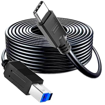 كابل USB3.0 C إلى B طويل بطول 25 قدمًا،بيانات USB 3.0 C إلى USB 3.0 B ذكر إلى ذكر متوافق مع القرص الصلب والكاميرا ومشغل DVD والتلفزيون ومصباح الفلاش والمحور والشاشة ومكبر الصوت والمزيد