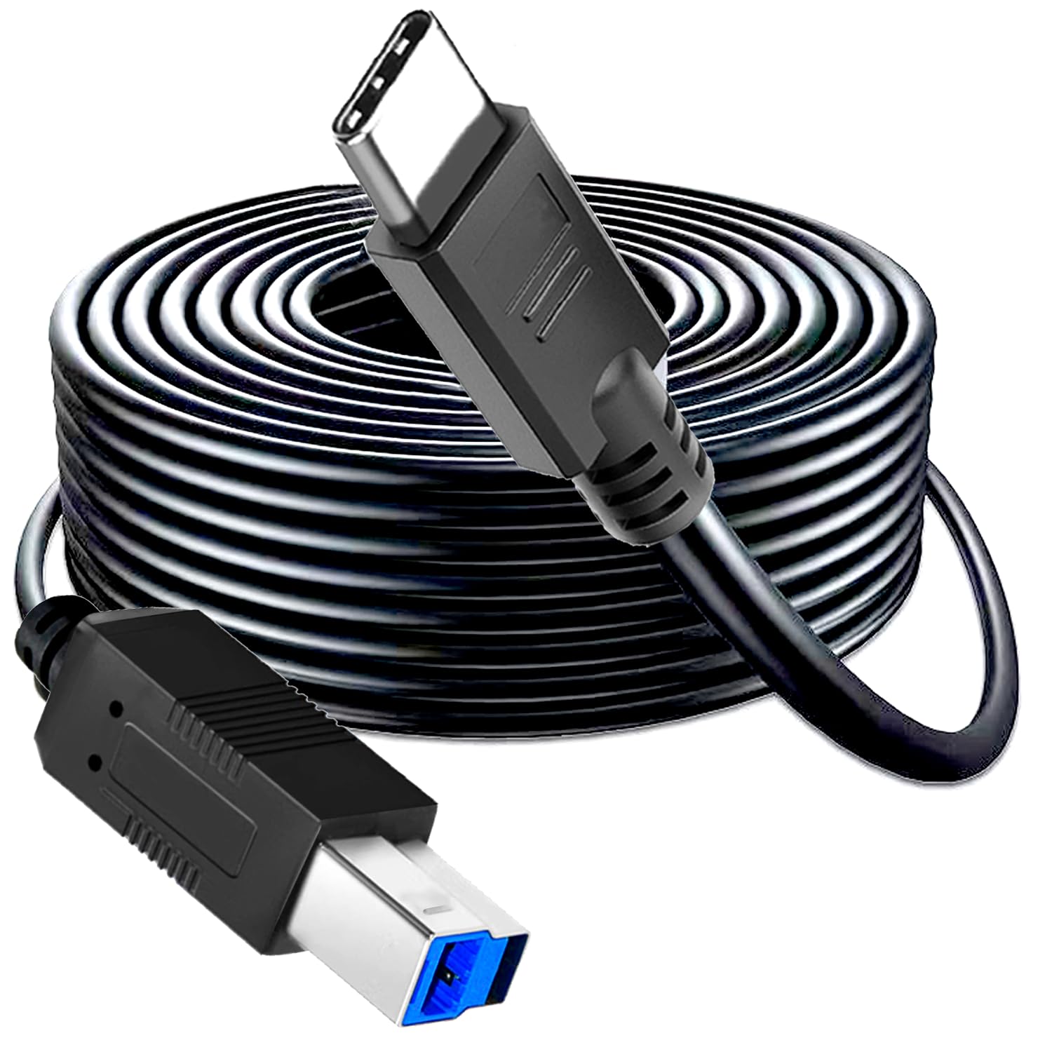 Cable USB C a USB B de 60 pies, cable USB tipo C 3.0 compatible con estación de acoplamiento, controladores duros externos, escáner y más