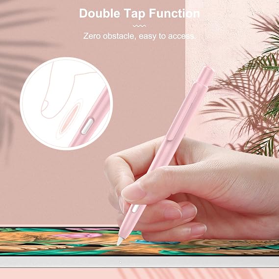 Moko Protective Case Compatible with Apple Pencil Pro, Apple Pencil 2nd Generation, Retractable Protective Case for Apple Pencil with Clip, Apple Pencil PC Cover, Double-Tap Stand, Light Pink
