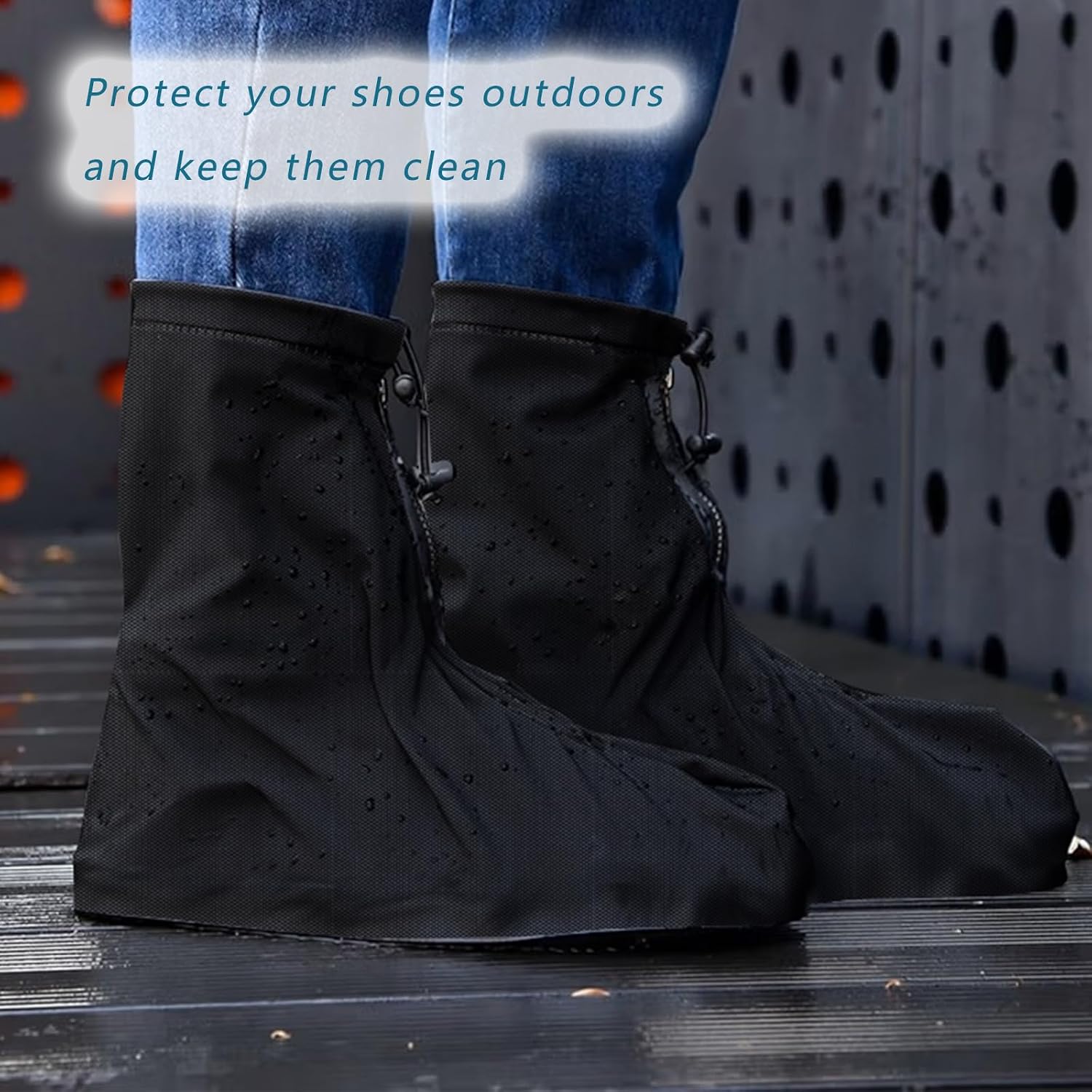 Rain Boot Waterproof Shoes Covers, Sand Control Non-Slip Shoe Cover Galoshes, PVC Rubber Sole Reusable Rain Snow Boots Overshoes for Cycling Outdoor Camping Fishing Garden Travel image 5