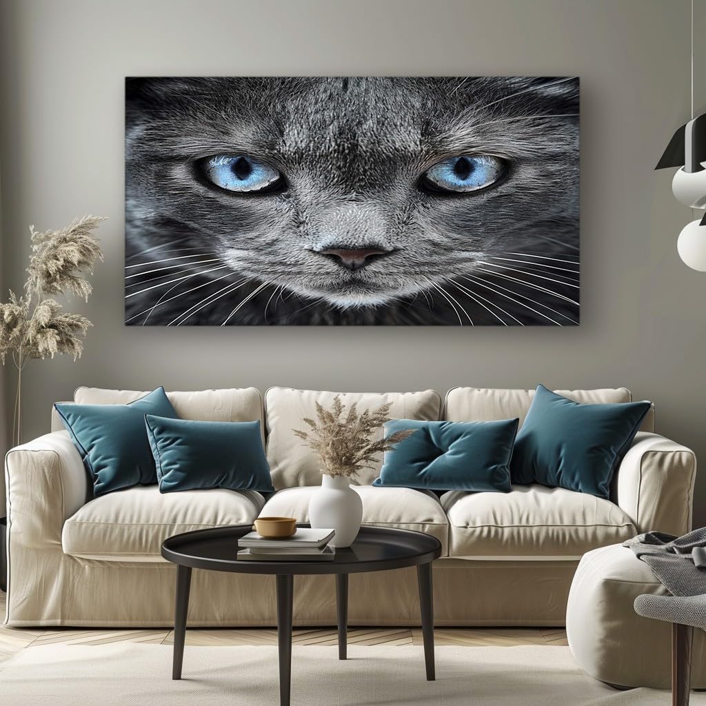 MKBKLI Living Room Pictures for Walls Cat Modern Unframed Canvas Art, Large Decorative Wall Print for Home and Bedroom Decor 60x120cm