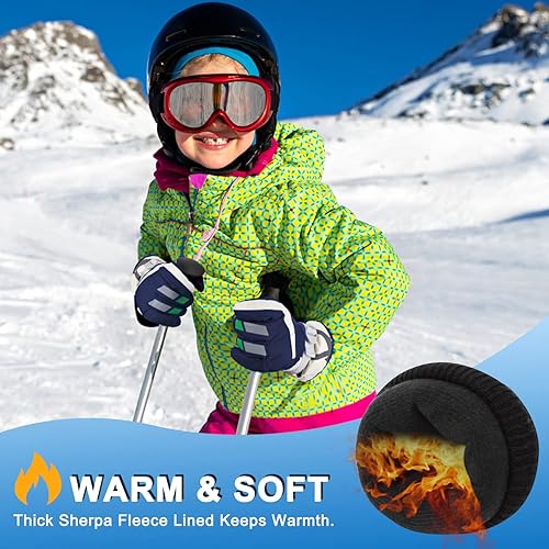Miniatura 5 de Guantes de nieve para niños, impermeables, aislados, guantes de invierno para esquí, guantes de nieve para niños y niñas de 7 a 10 años
