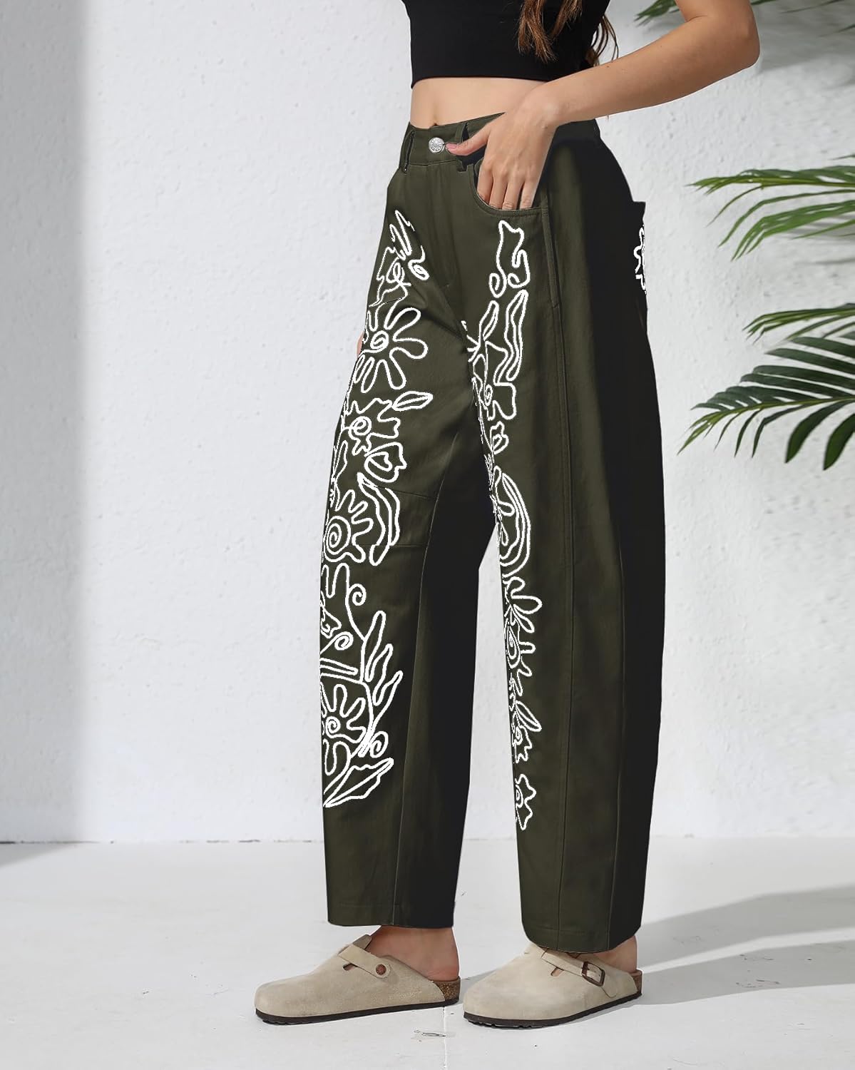 Kedera Embroidered Jeans for Women 2025 Baggy Boyfriend Jeans Barrel Leg Horseshoe Jeans Women Vintage Mid Rise Jeans - Image 3