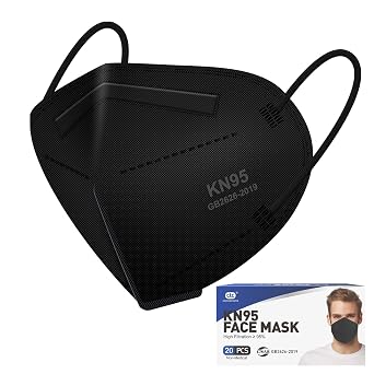 KN95 Black Face Masks 20pcs 5-Layer Cup Dust Masks Filtration Efficiency 95% Individually Packaged Breathable Face Mask