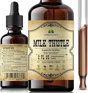 HERBALICIOUS Milk Thistle Extract - All-Natural Cleanse and Detox Supplement for Liver Support, Immune System Boost and Skin Health - Silymarin Nutritional Supplement - 2 fl Oz