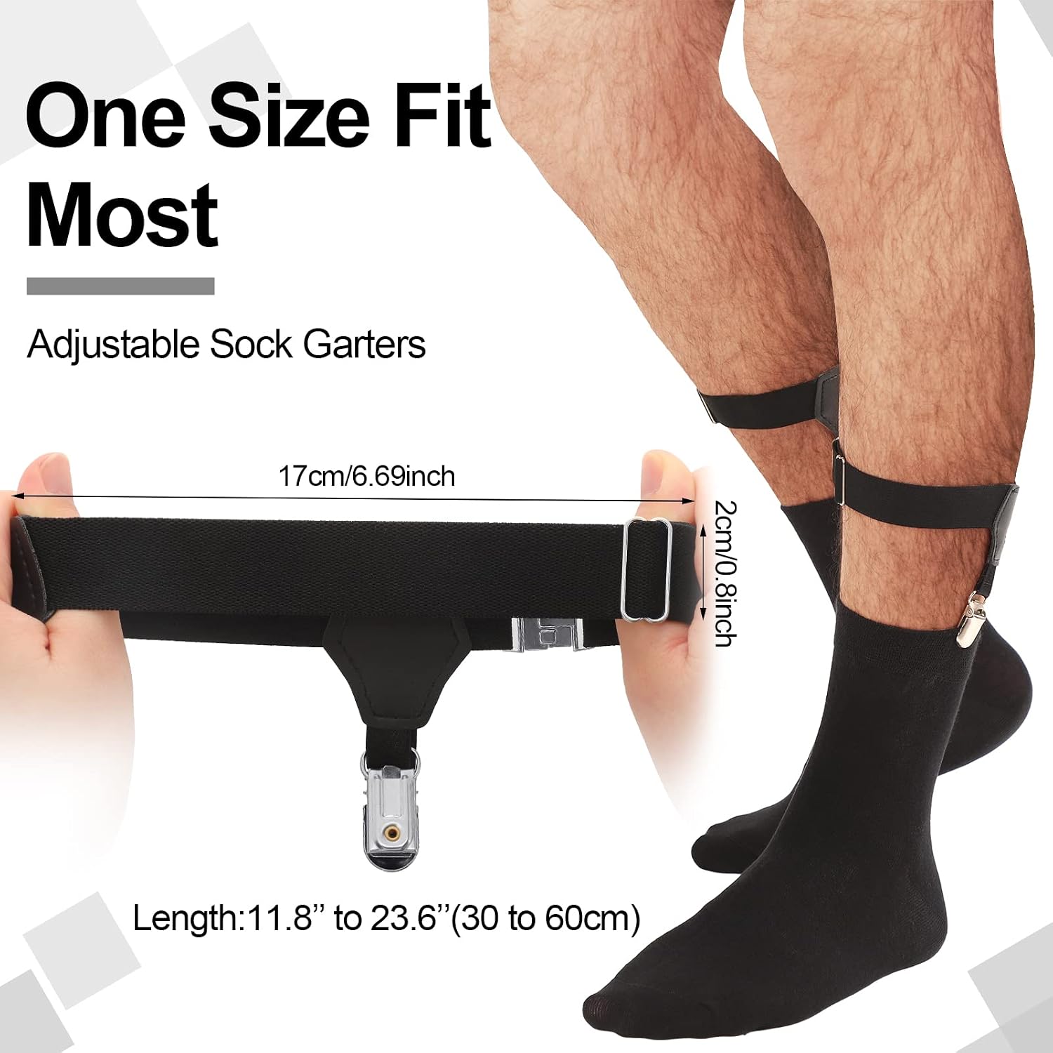 Eurzom 4 Pack Sock Garters Bulk for Men Sock Suspenders Adjustable Elastic Garters Belt Nonslip Clip Strap Holders for Stockings