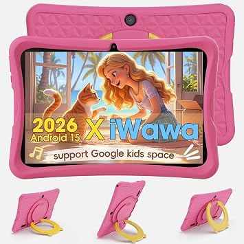 DigiLand Android 15 Kids Tablet,10.1 inch Tablets,6GB RAM+32GB ROM Expand to TF Parental Control,Kids Software Pre-Installed,Dual Camera 2MP+5MP,Android Learning Tablet with Proof Case