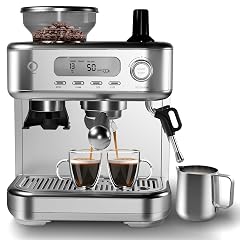 20 Bar Espresso Coffee Machine with Built-in Grinder LCD Display PID Temp Control Powerful Milk Frother 8 8oz