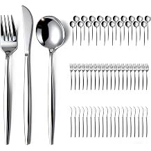 60-Piece Silverware Set for 20, Food Grade Stainless Steel Flatware Set with Thickened Forks Spoons Knives, Mirror Polished Cutlery for Home, Parties, Restaurant, Dishwasher Safe