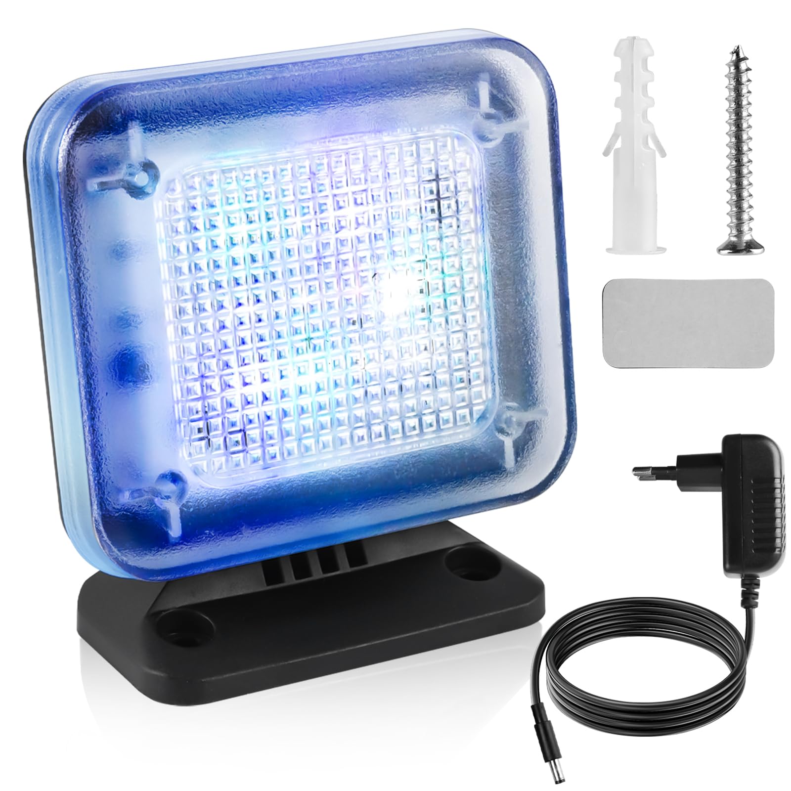 Symulator TV z 12 diodami LED i 3 programami do wyboru, Dummy TV symulator TV, wydajna energetycznie atrapa telewizyjna z programatorem czasowym, w komplecie z adapterem sieciowym, do stosowania jako