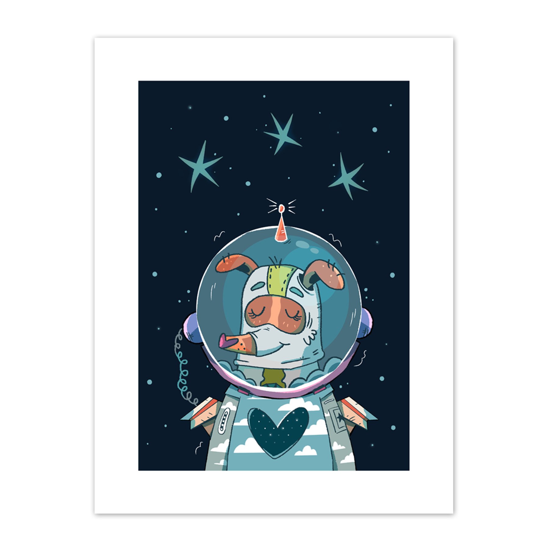 Wee Blue Coo Laika Russian Space Dog Canvas Art Print