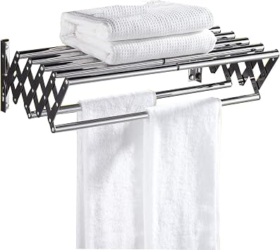 Extended Push-Pull Double Towel Rack Retractable Towel Bar Punch-Free Strong Bearing Capacity Strong and Durable 304 Stainless Steel Towel Rack Color Telescopic