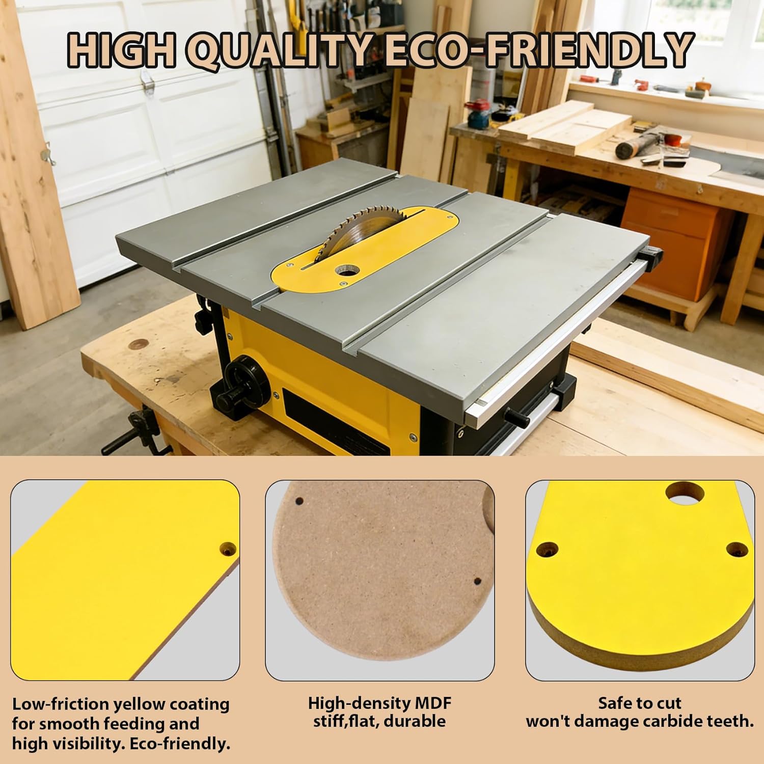Zero Clearance Inserts for DeWalt Table Saw 7491, 7491RS, 745, 7480, 7490 (Type 1), 744, 746 - Includes Leveling Screws for Precise Cuts, 2-Pack