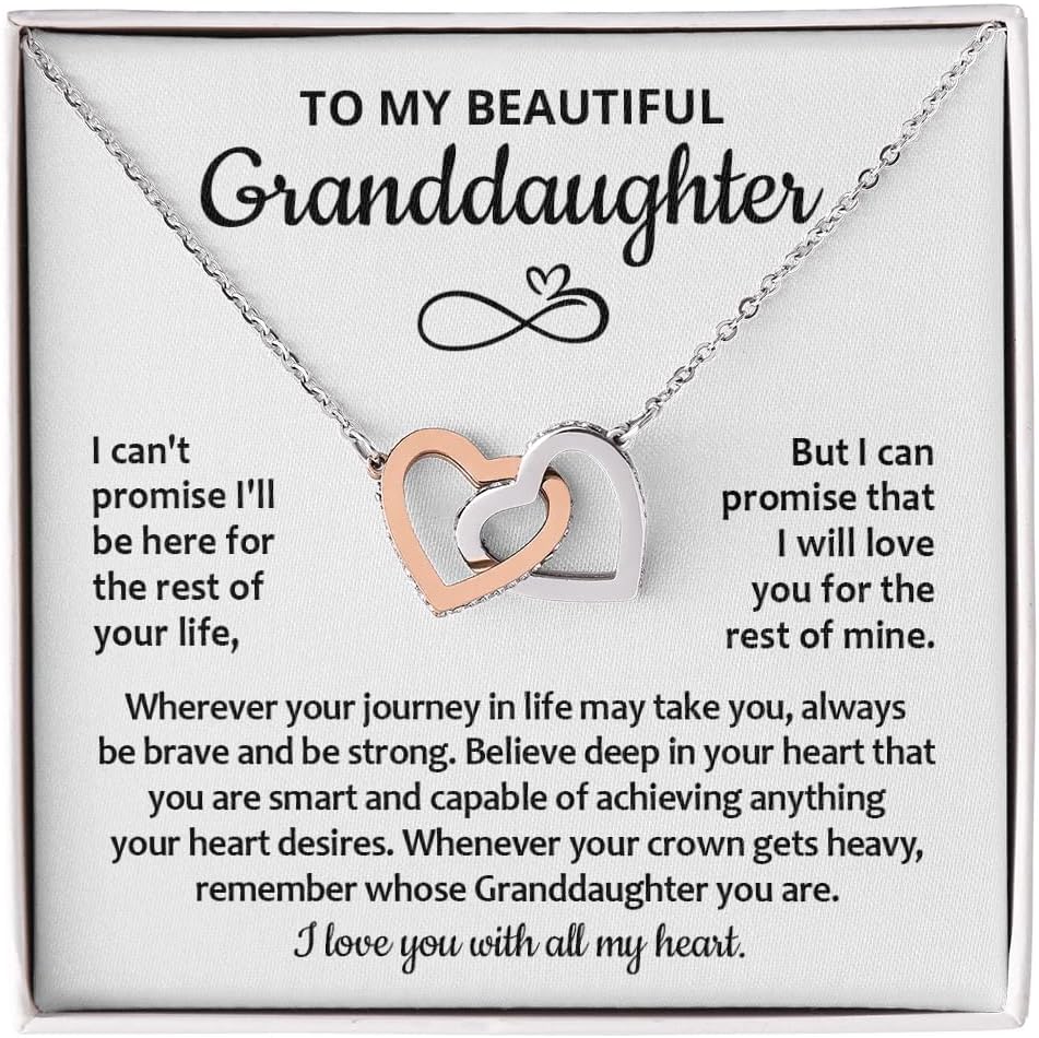 To My Granddaughter Necklace From Grandpa, Heart Melting Necklace For Granddaughter Gifts From Grandma Grandpa Grandparents, Granddaughters Jewelry Necklaces With Message Card And Gift Box