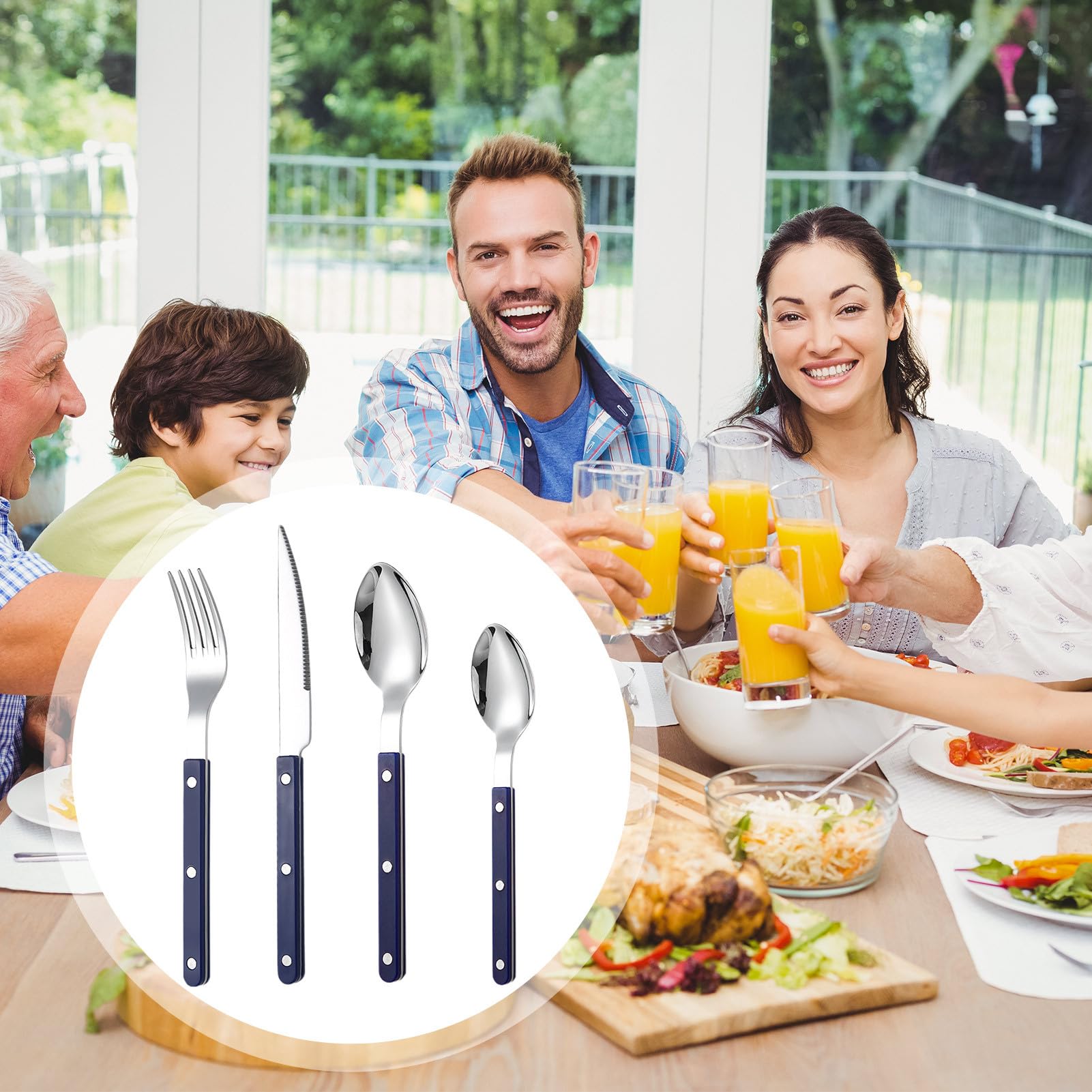 Modernes Besteck-Set, Servierbesteck, 4 Teelöffel, Löffel, Gabeln aus