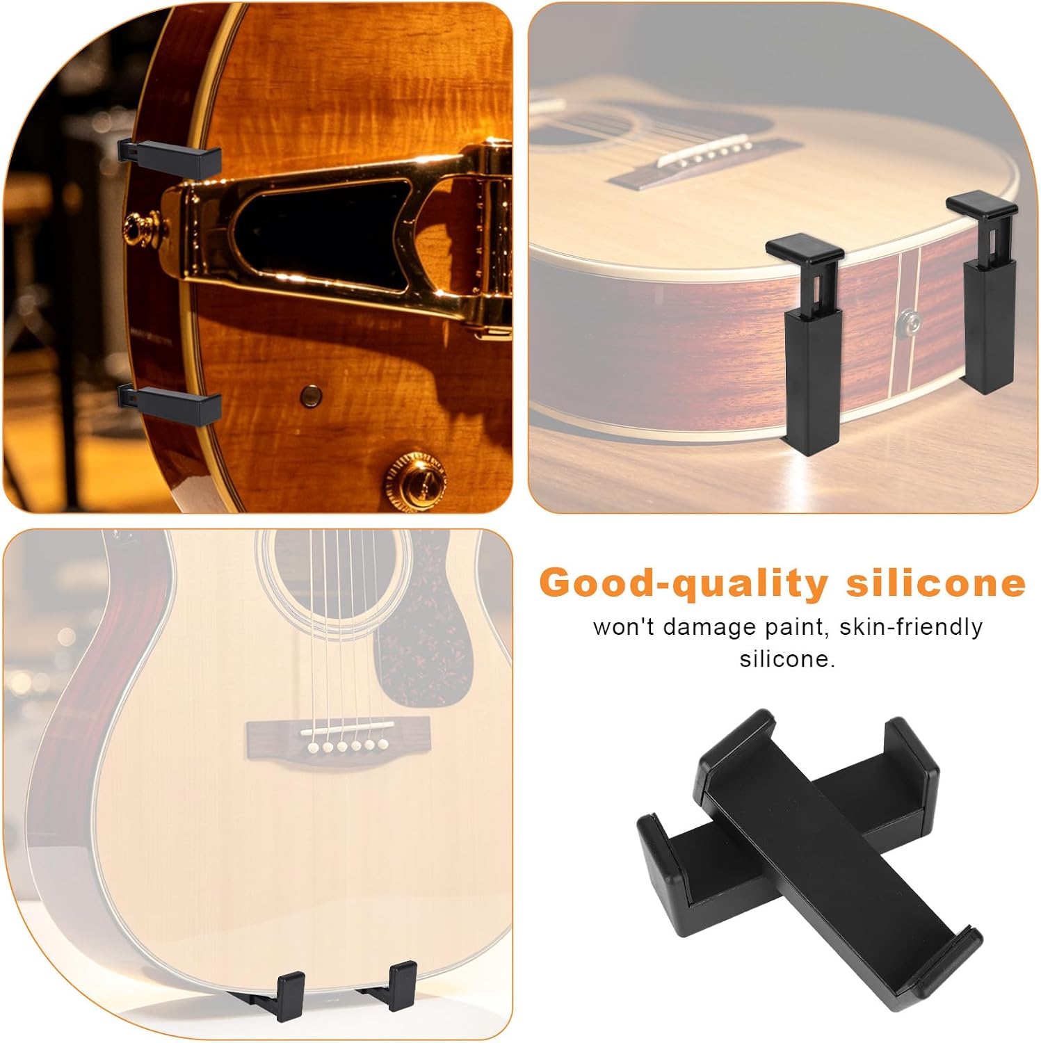 2pcs Clip On Guitar Floor Stands, Lightweight & Portable Mini Self Standing Guitar Holder Stand Practical Accessory for Acoustic Bass Electric Guitars Home Studio Stage Practice Travel