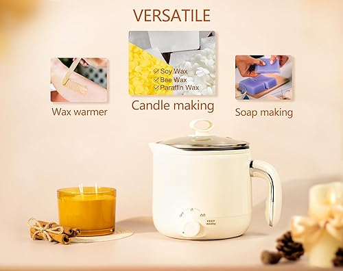 Miniatura 5 de Aroparc Olla de poring para hacer velas, derretidor eléctrico real de cera de 60 oz1.8 L para hacer velas, base de jabón, boquilla de vertido