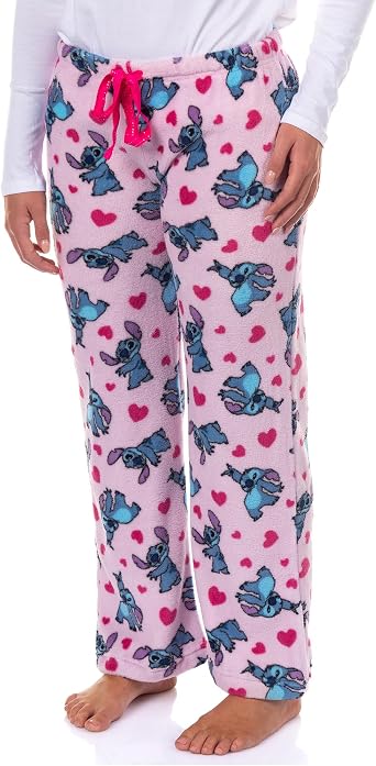 Disney Stitch Pajamas Womens Plush Heart Accents Adult Lounge Sleep Pants