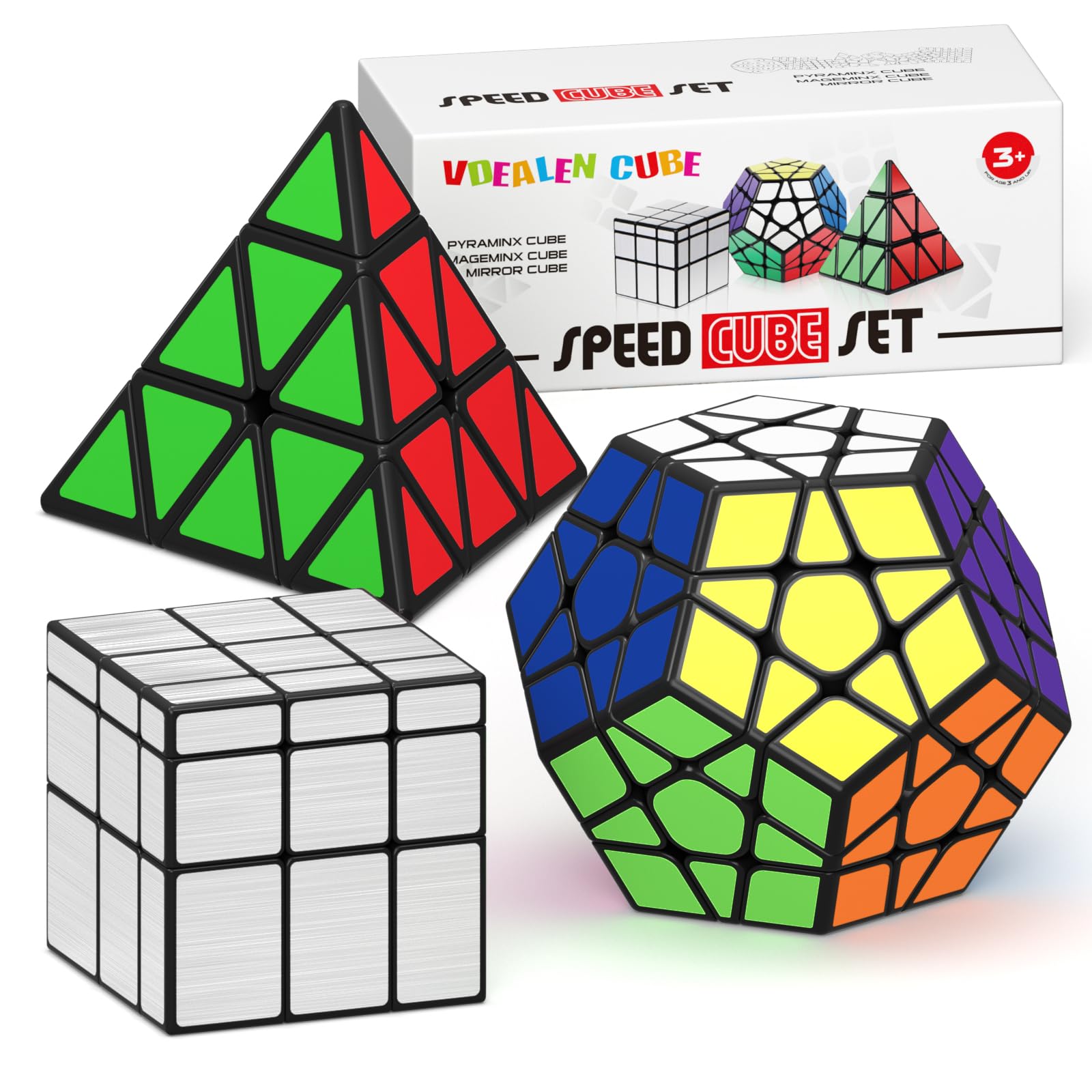 Vdealen Lot de 10 cubes magiques de vitesse, 2 x 2, 3 x 3, 4 x 4, 2 x 2 x 3, Pyraminx Skewb Megaminx Six Spot Infinite Ivy Cube, cadeaux de