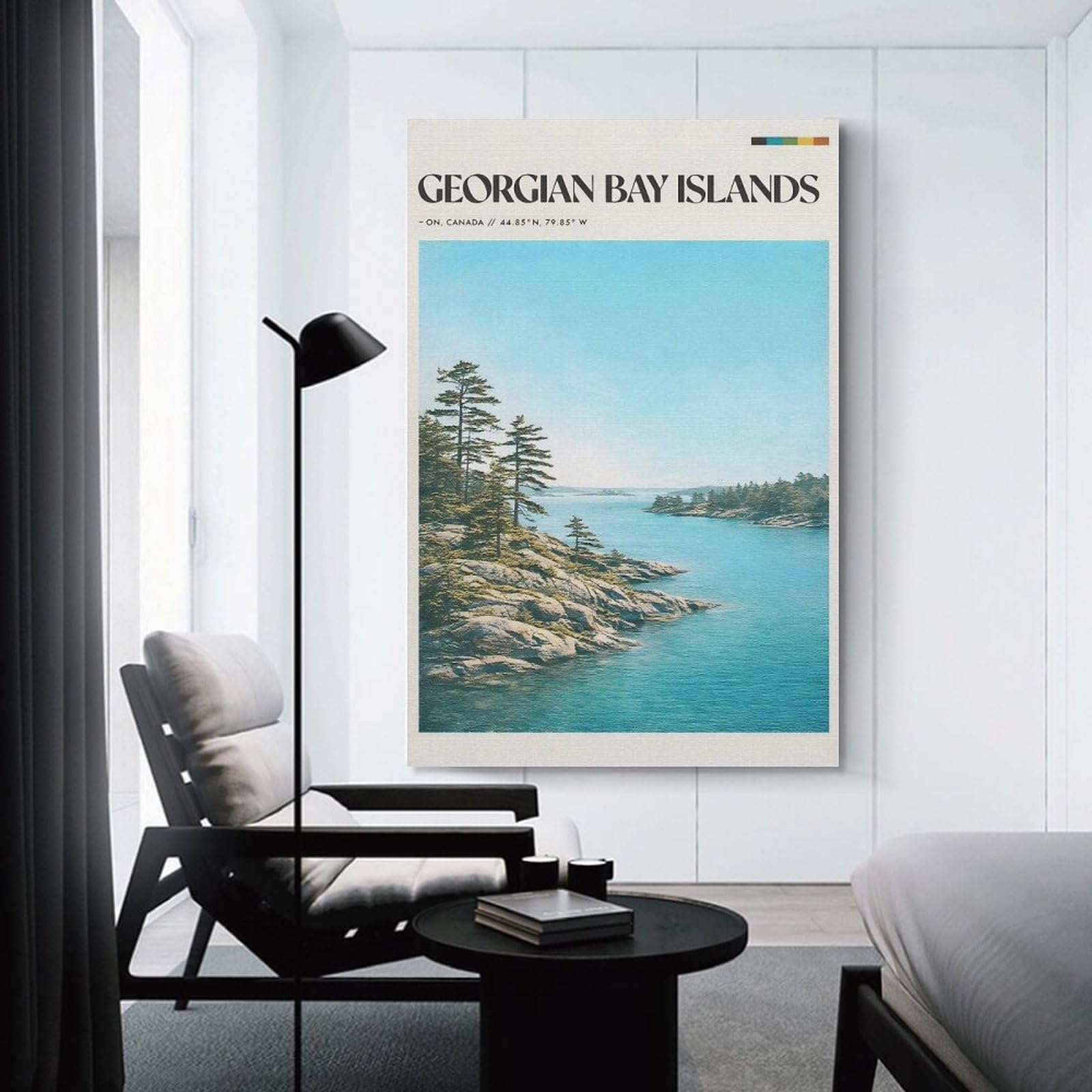Junmoney Georgian Bay Islands Canvas Wall Decor, 08x12inch(20x30cm), for Bedroom, Guest Room Or Reading Nook, Canvas Wall Decor for Personal Spaces