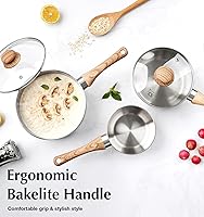 Vista 4 de KOCH SYSTEME CS Juego de cacerolas de acero inoxidable, juego de 4 cacerolas de acero inoxidable con mango de baquelita de tacto frío, cacerola de 1
