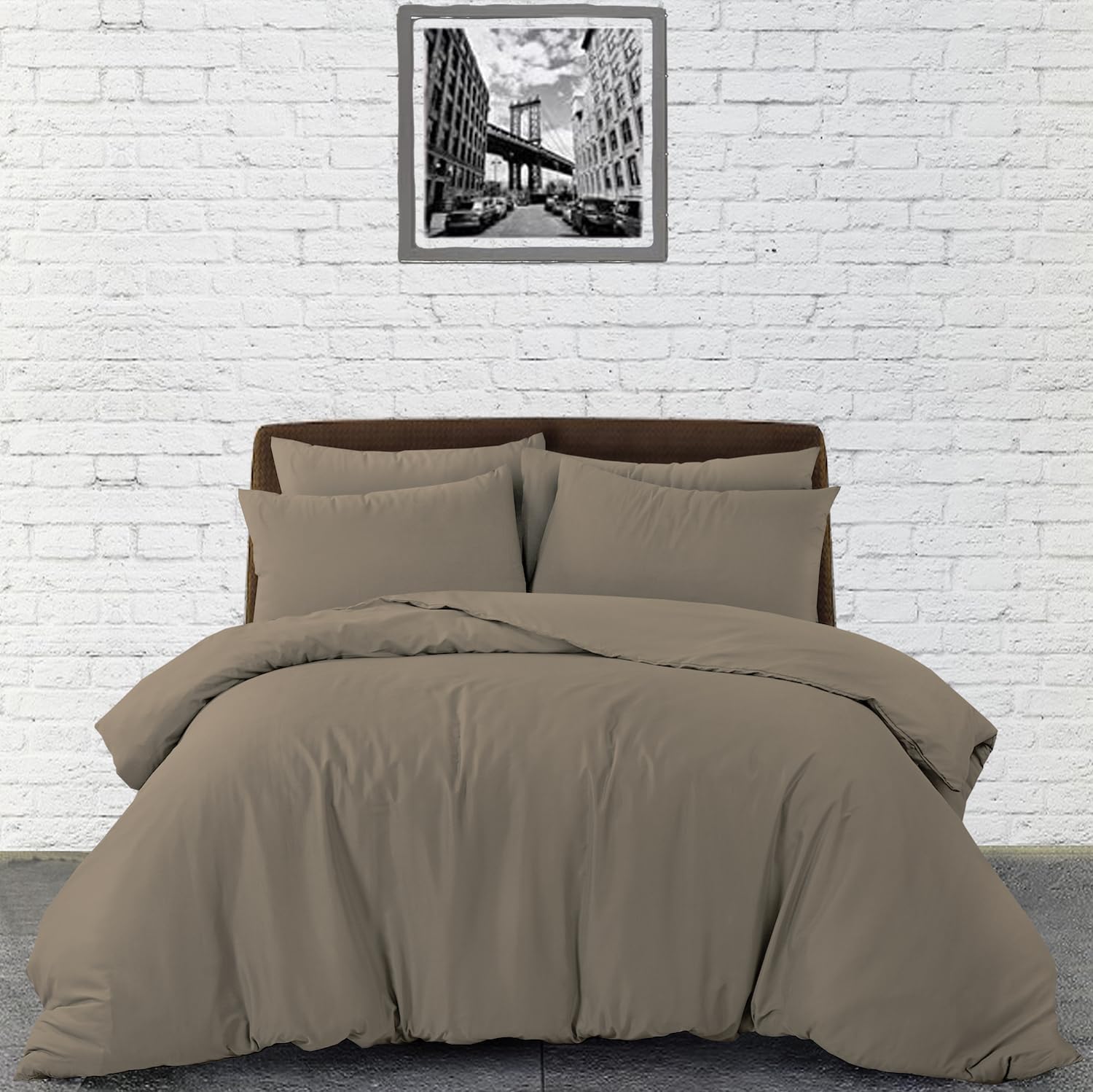 Bronwen Mathews Single Duvet Cover Set, Deep Taupe, Soft & Breathable Microfibre Duvet Cover with 1 Pillowcase - Image 2