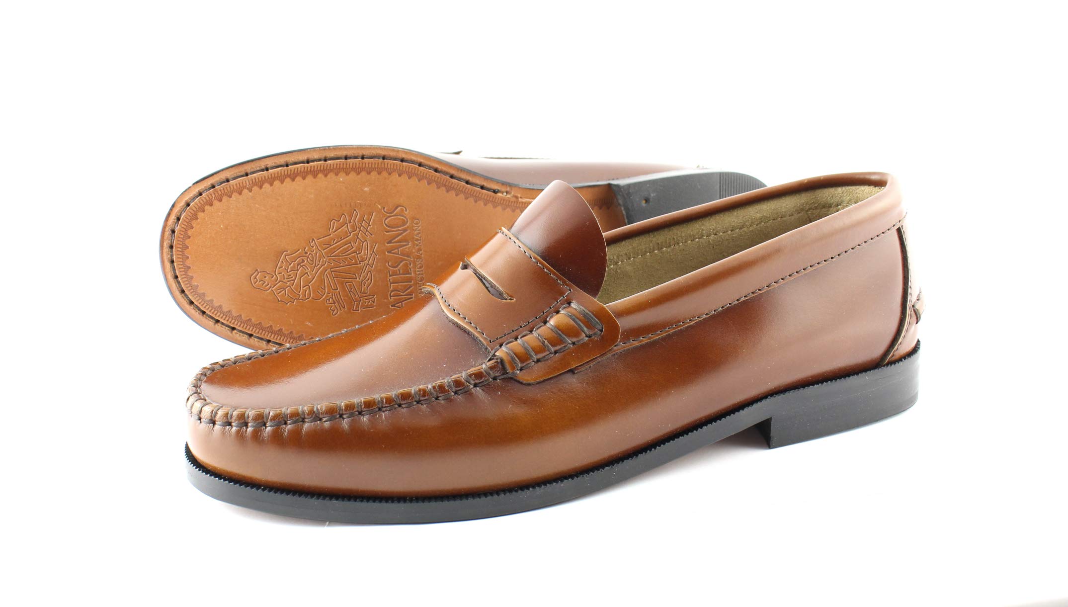 Scarpe da uomo in pelle marrone Loafer con suole in pelle Mocassini fatti a mano