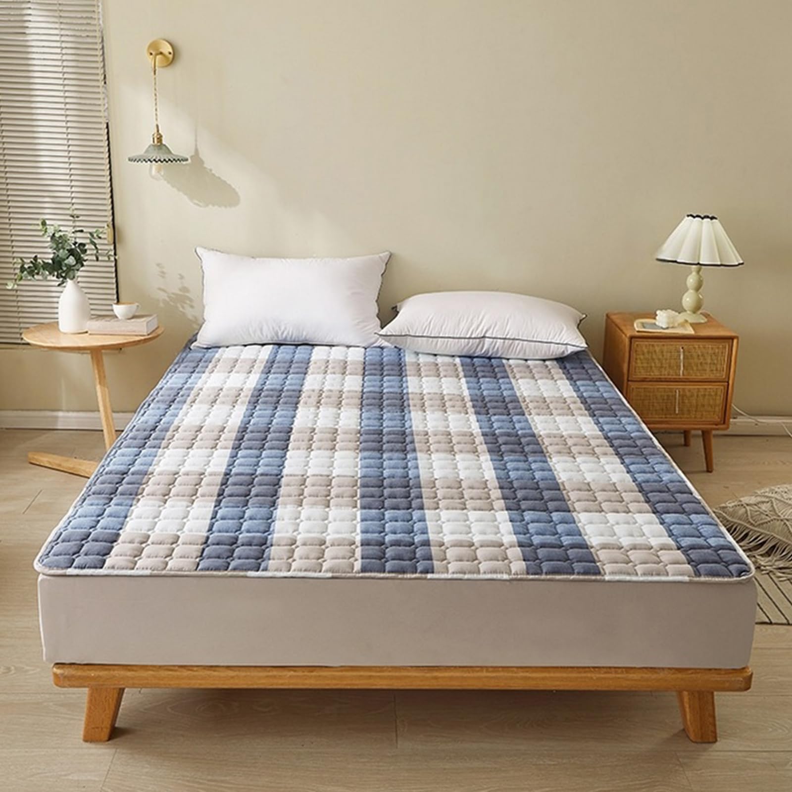 Surmatelas 120x200cm doté de 4 Coins élastiqués en Microfibre, Surmatelas de Confort Moelleux et hypoallergénique