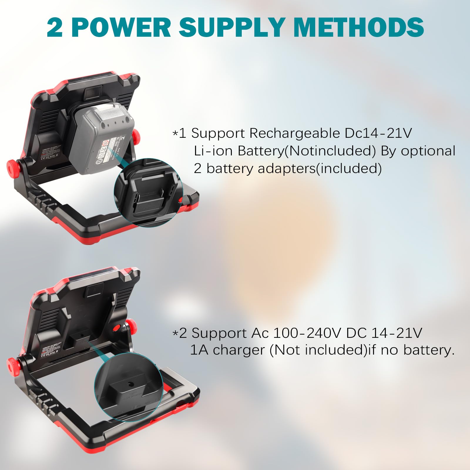 Per Einhell lampada da cantiere a batteria Makita da 18 V, lampada da cantiere, faretto portatile, torcia elettrica, supporto magnetico/dispositivo portatile, campeggio (batteria non inclusa)